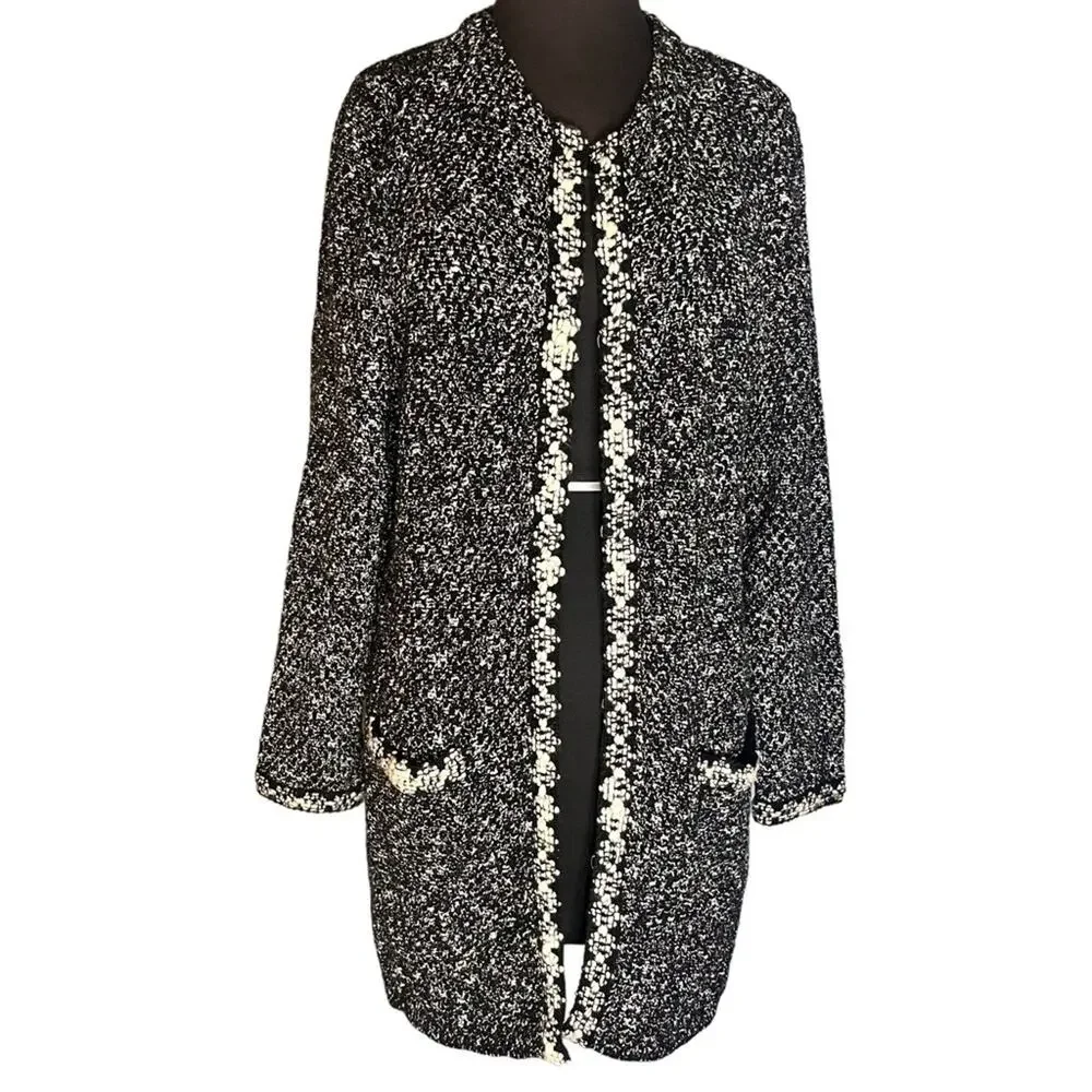 Talbots Luxury Textured Knit Sweater Duster Office Coatigan Boho Glam Jacket MP